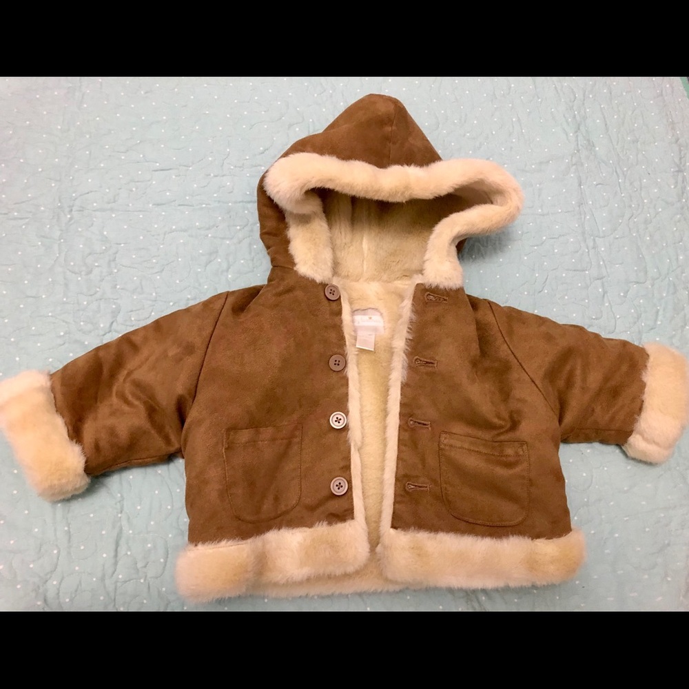 Baby Luxuries 6-9M warm Winter jacket faux fur